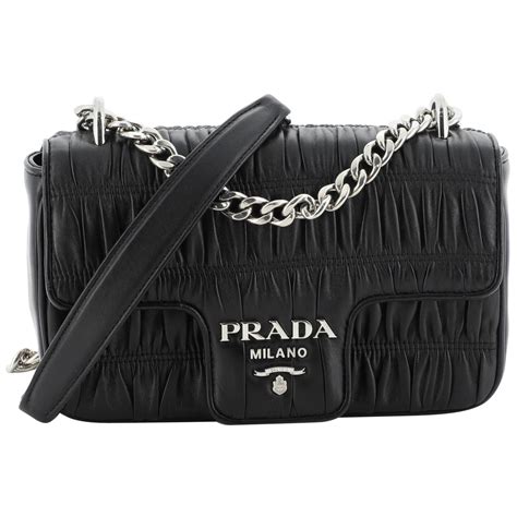 prada small nappa bag|Prada gaufre flap shoulder bag.